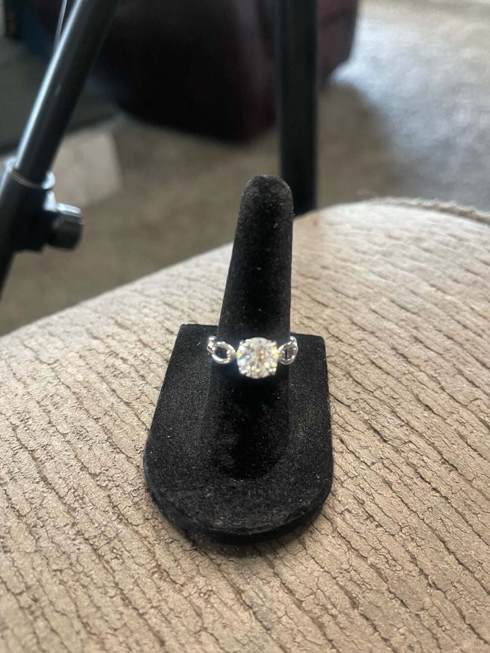 GRA Moissanite Solitaire Ring 8.0mm 2.0ct D Silver tone